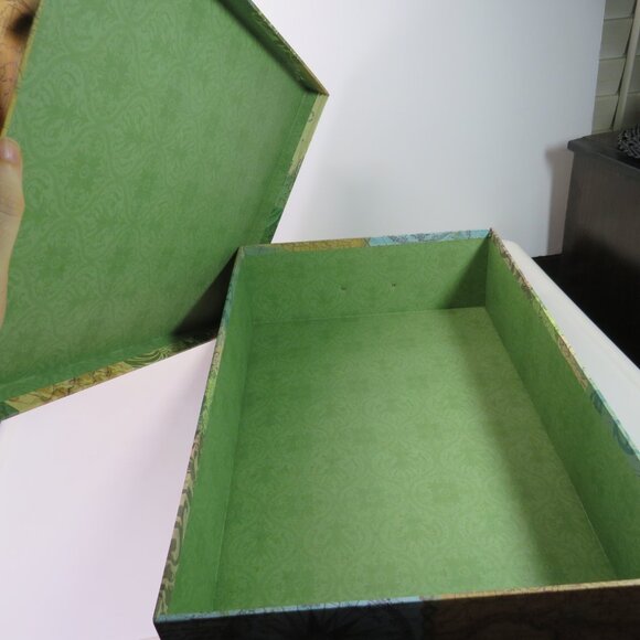 Large  Paris / Maps deign w metal tag holder Punch Studio Gift Box Storage Box - Picture 9 of 13